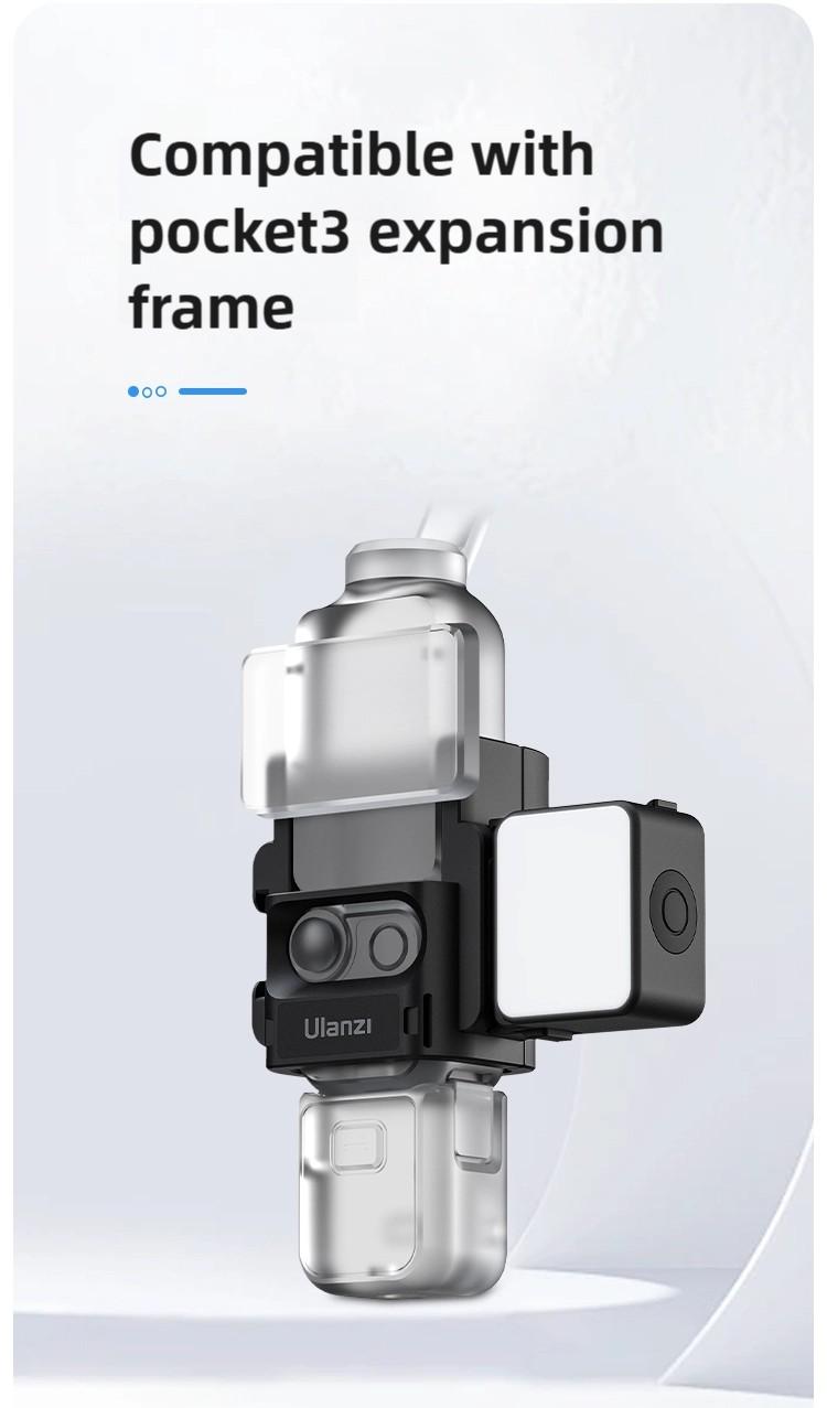 Ulanzi Pocket3 Accessories Collection, Expansion Adapter & Mini Tripod Kit for DJI Osmo Pocket 3 Mount with 1/4" Screw, Quick Release LED Light, Action Camera Accessories