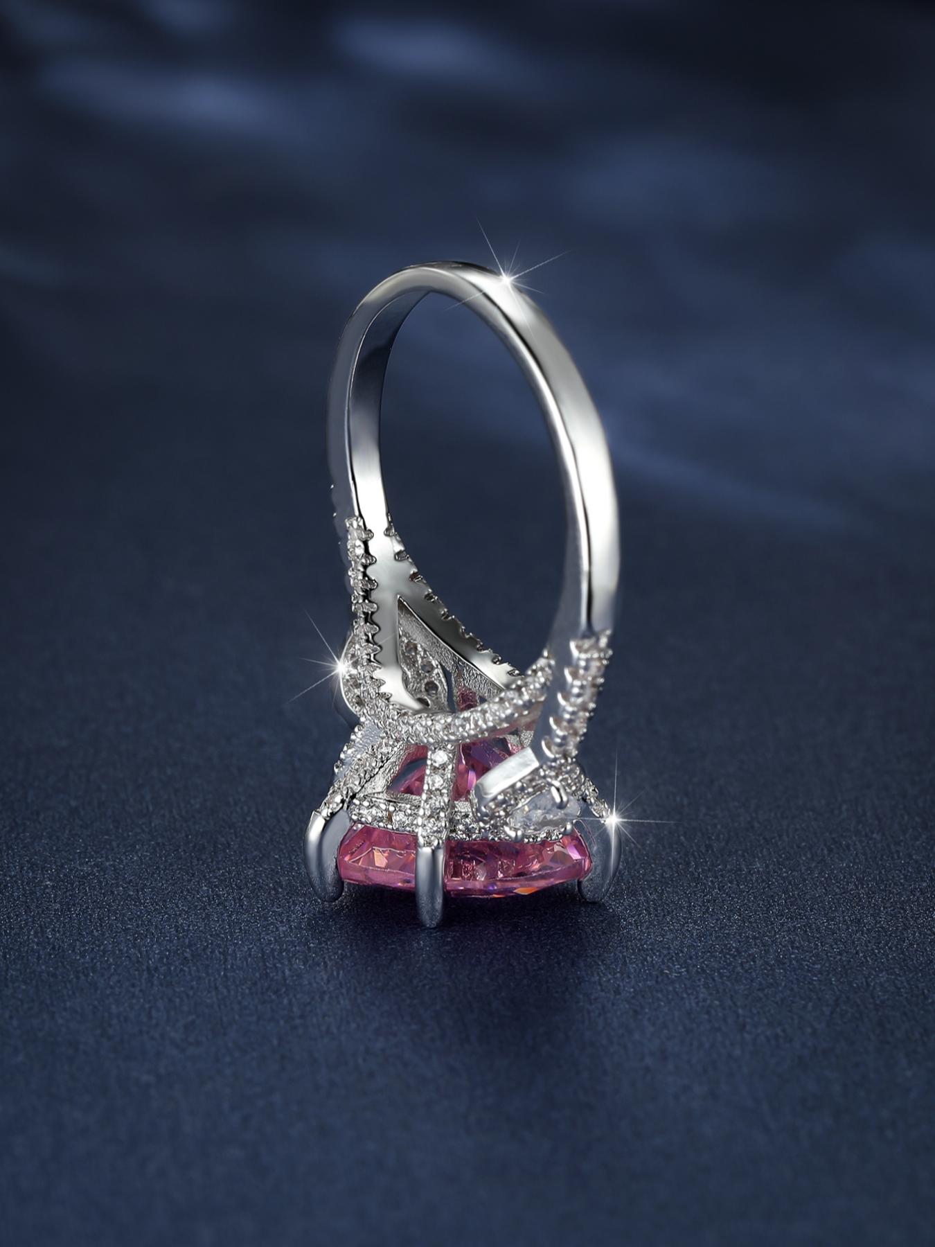 1 Piece Elegant Heart Shaped Artificial Zircon Ring, Fashion Accessories for Women, Trendy Accessories for Party and Daily Life, Valentine's Day, Girlfriend Gifts