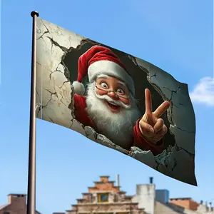 1pc, Vibrant Santa Claus Christmas Flag, 91.44X152.4cm, Durable Polyester, No Electricity Needed, Perfect for Home, Outdoor, Yard & Garden Decor, Festive Holiday Decoration, Christmas Decorations Outdoor, 121.92X182.88cm