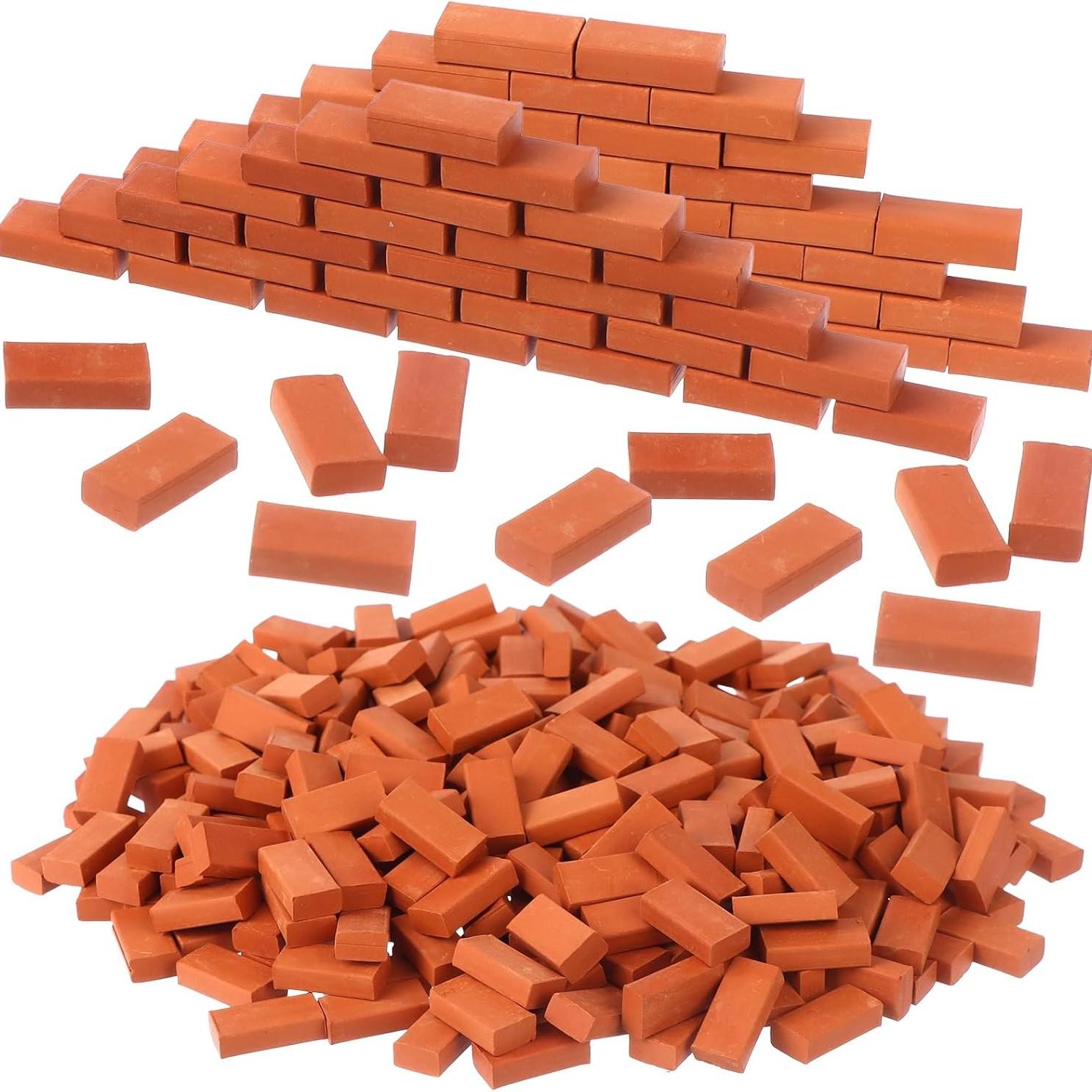 98PCS Mini Red Brick Model, Simulation Mini Bricks Can Be Reused For Miniature Scenes, DIY Handmade Building Materials For Architectural Scene Layout, Sand Table, And Mini House Landscape Decoration
