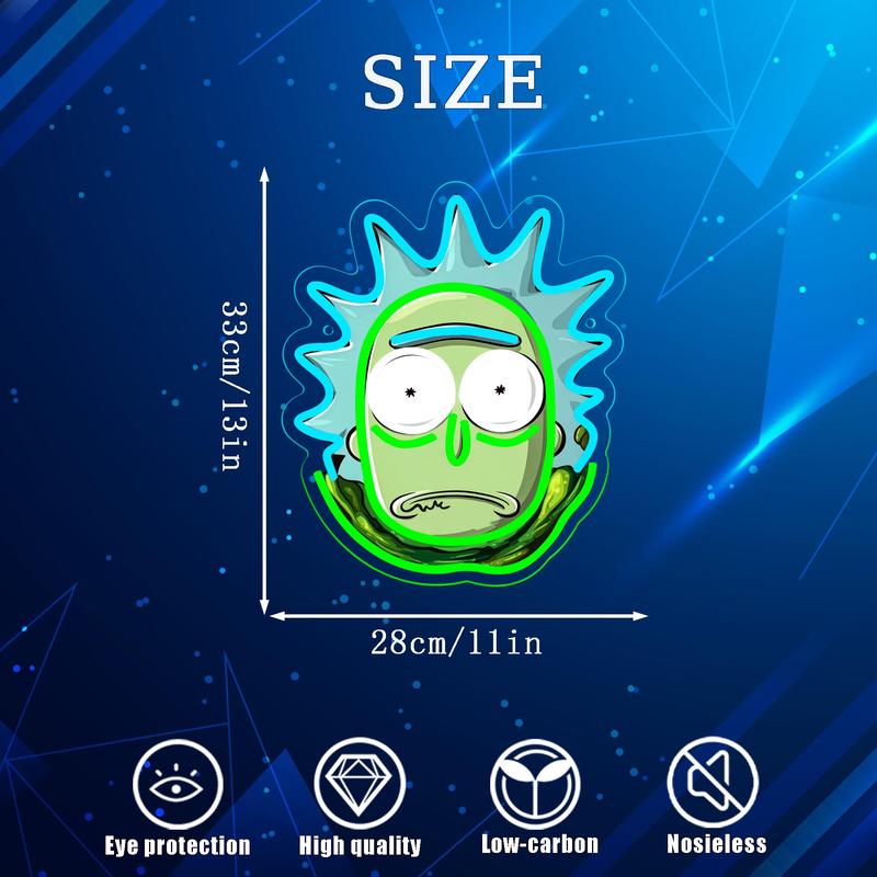 Rick Sanchez Anime Neon Light, USB Powered Dimmable LED Light, Artistic Wall-Mounted Neon Light, Perfect Birthday Gift, Led Neon Lights