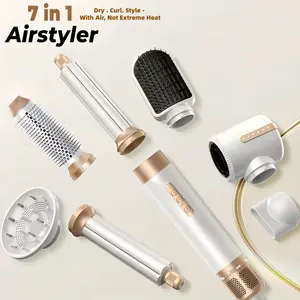 Hair Dryer Brush 7 in 1, Autowrap Curling Wand, 110000 RPM High-Speed Negative Ionic Hair Dryer with Diffuser Concentrator, Round Brush Blow Dryer Air Styler, Volumizing Hair Styling Tools