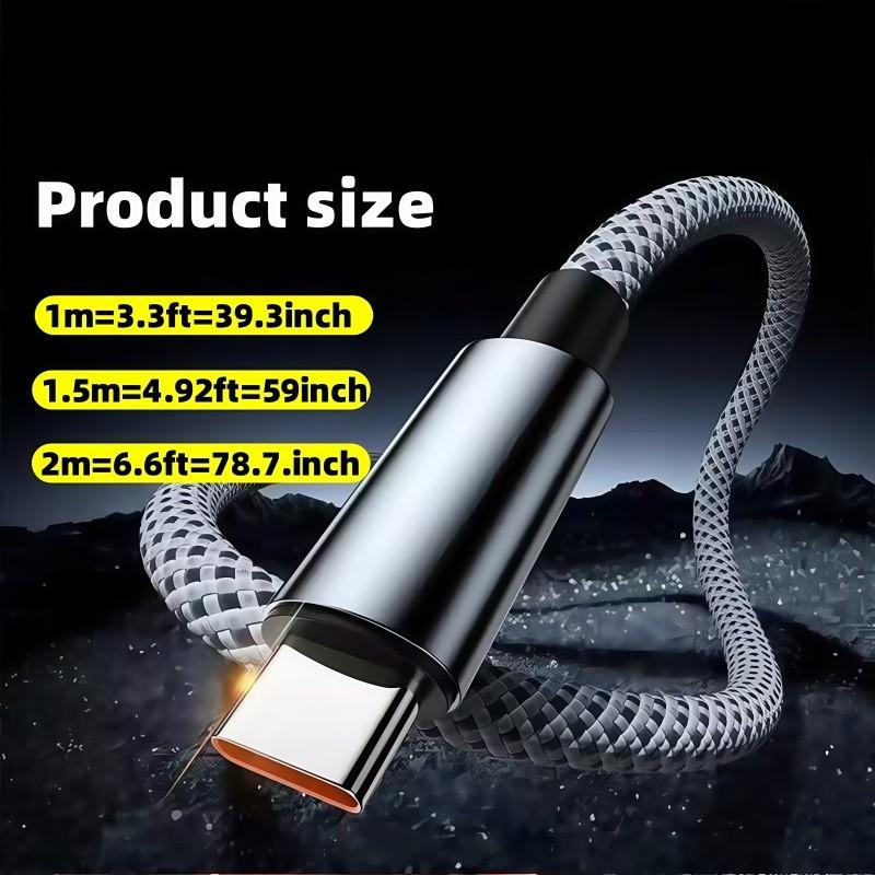 Super Fast Charging Data Cable, Durable, USB to Type-C Interface, Compatible with Samsung S23/s22/s21, Xiaomi Mi 12 Pro/k50/k60, Huawei P40/p60, Oppo