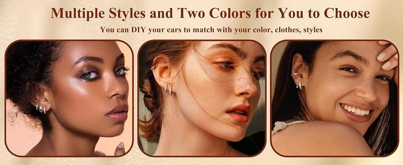 MILACOLATO 3 Pairs 925 Sterling Silver Earrings for Women, Dainty 14K Gold Plated Huggie Hoop Earrings Sets for Multiple Piercing, Hypoallergenic Cartilage Stud Hoop Earrings Stacks Trendy Jewelry Gifts for Women Mother