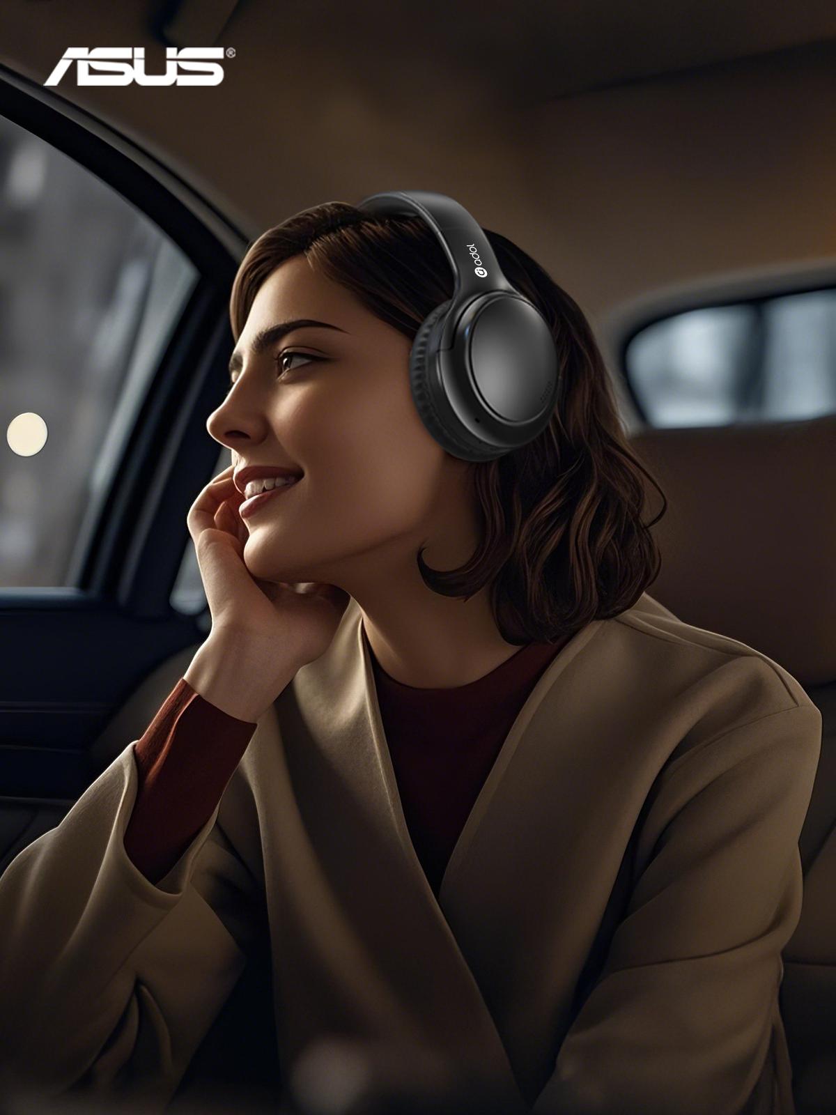 Asus Adjustable ANC Headphones with Built-in Microphone, Foldable Design, 130H Battery Life, Wireless Game Headset for Gaming & PC - Black