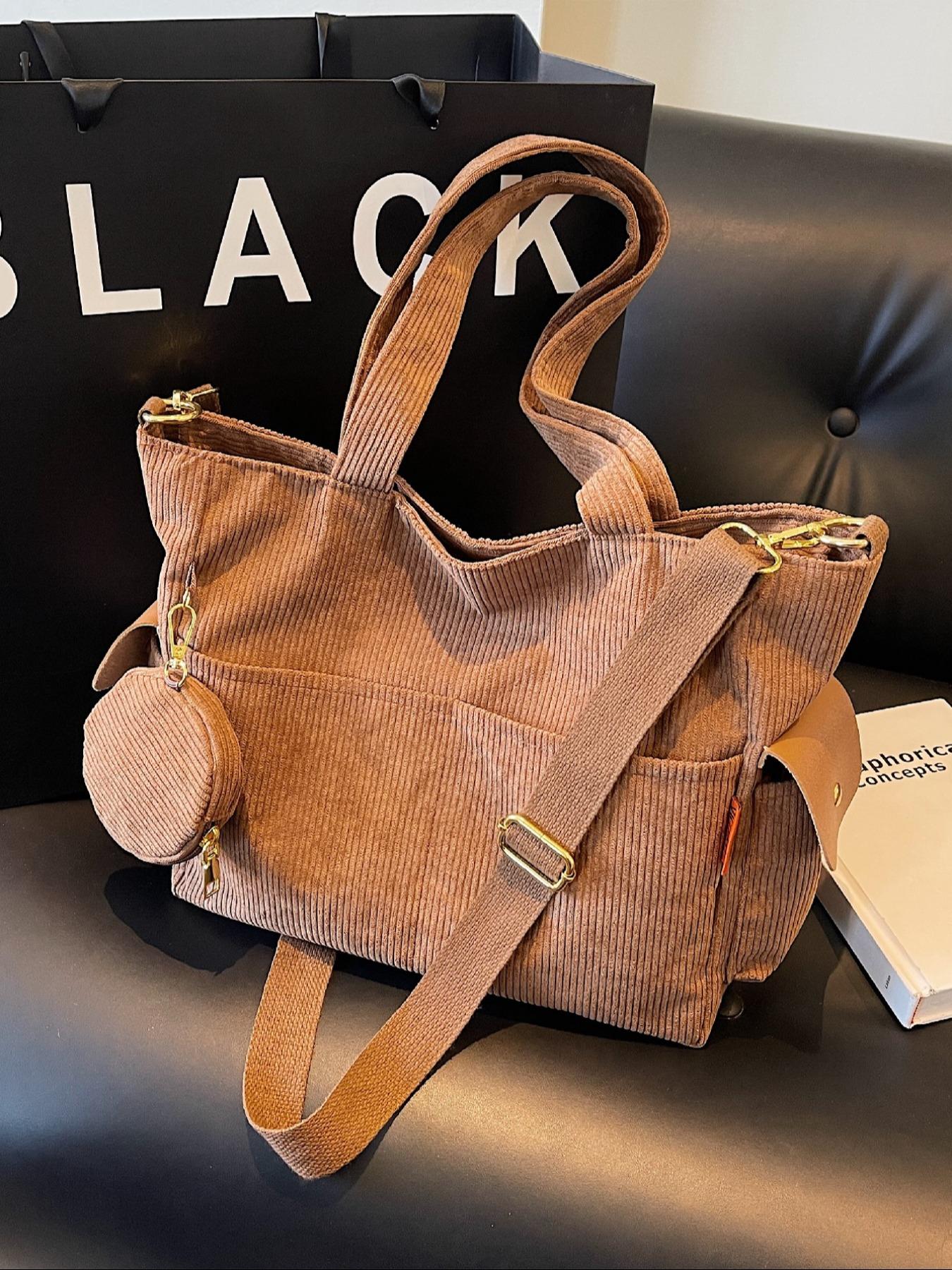 Women's Solid Color Tote Bag & Coin Purse, Fashionable Large Capacity Shoulder Bag & Coin Purse, Casual Trendy Versatile High-quality Daily Commuting Bag Set