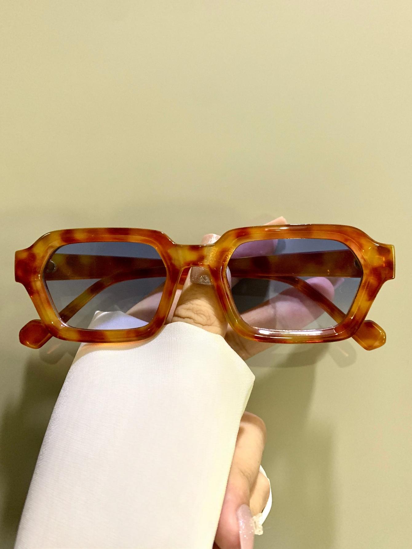 Small Frame Rectangular Glasses, Patchwork Trend Fashion Retro Decorative Eyeglasses for Men and Women