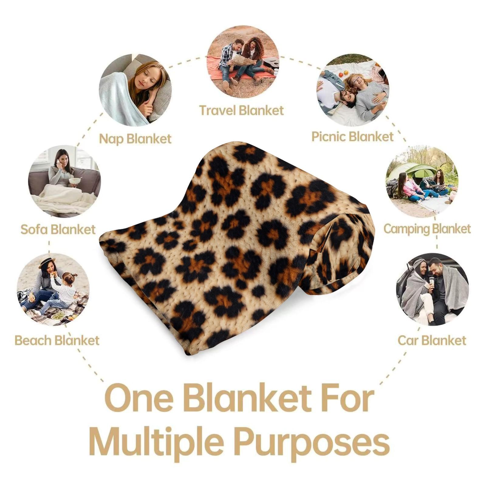 Classic Leopard Print Luxury Vintage Bohemian Throw Blanket, Soft Lightweight Multi-Use Blanket for Car, Home, Library, Office & Nap Time, Perfect Housewarming Birthday Christmas Gift