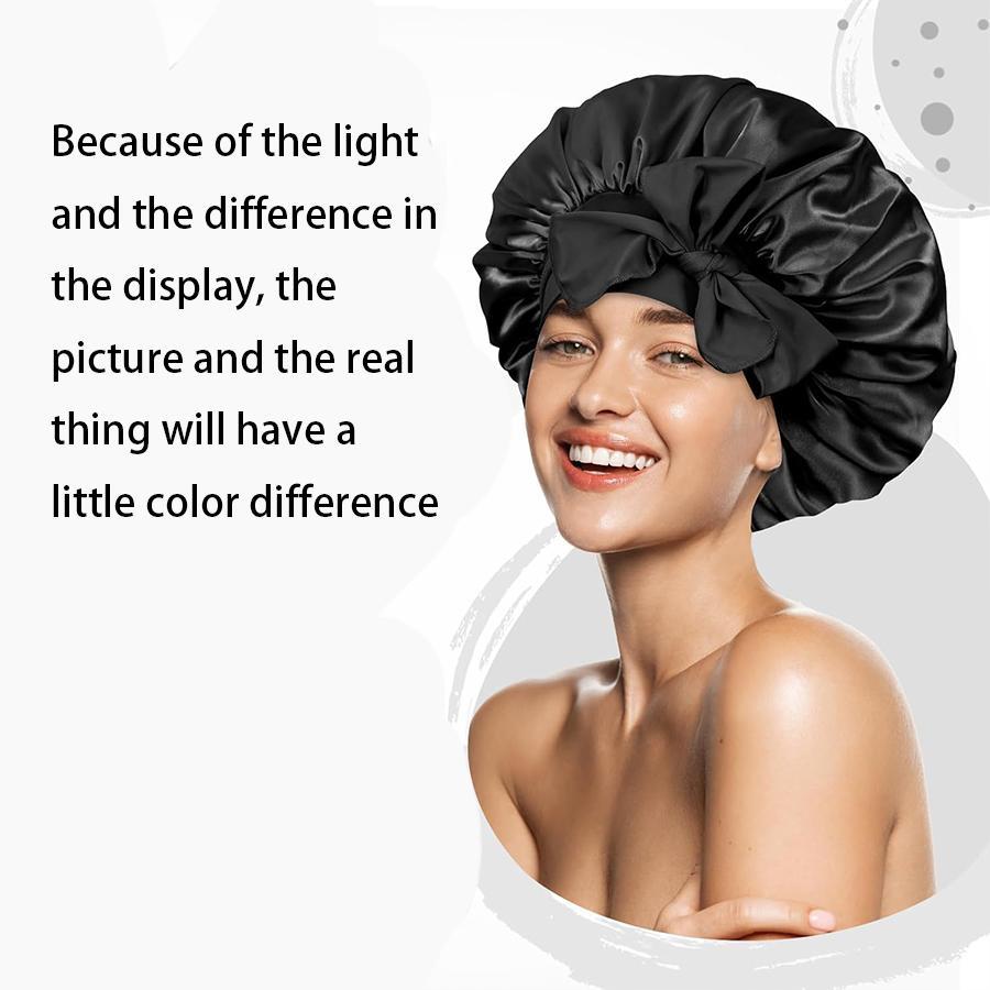 Satin Bonnet for Sleeping, Adjustable Double-Layer Satin-Lined Hair Bonnet with Elastic Tie Band, 1 Count Hair Care Cap and Heatless Styling Tool for Women, Hair Care Wrap