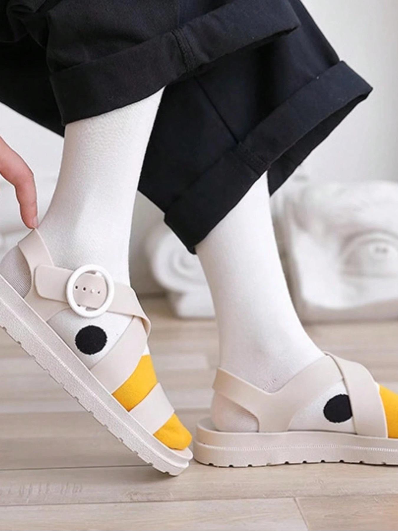 Adorable Cartoon Duck & Duckling Knee-High Socks, Soft Comfortable Socks, Unisex Spring Fall Winter Wear, Socks Set