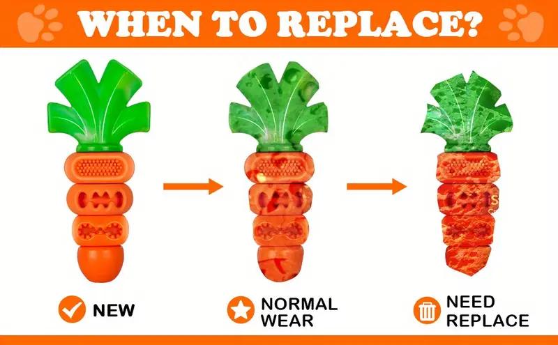 Apasiri Aggressive Chewer Dog Toys, Durable Carrot Leaf Design for Teeth Cleaning & Mental Stimulation