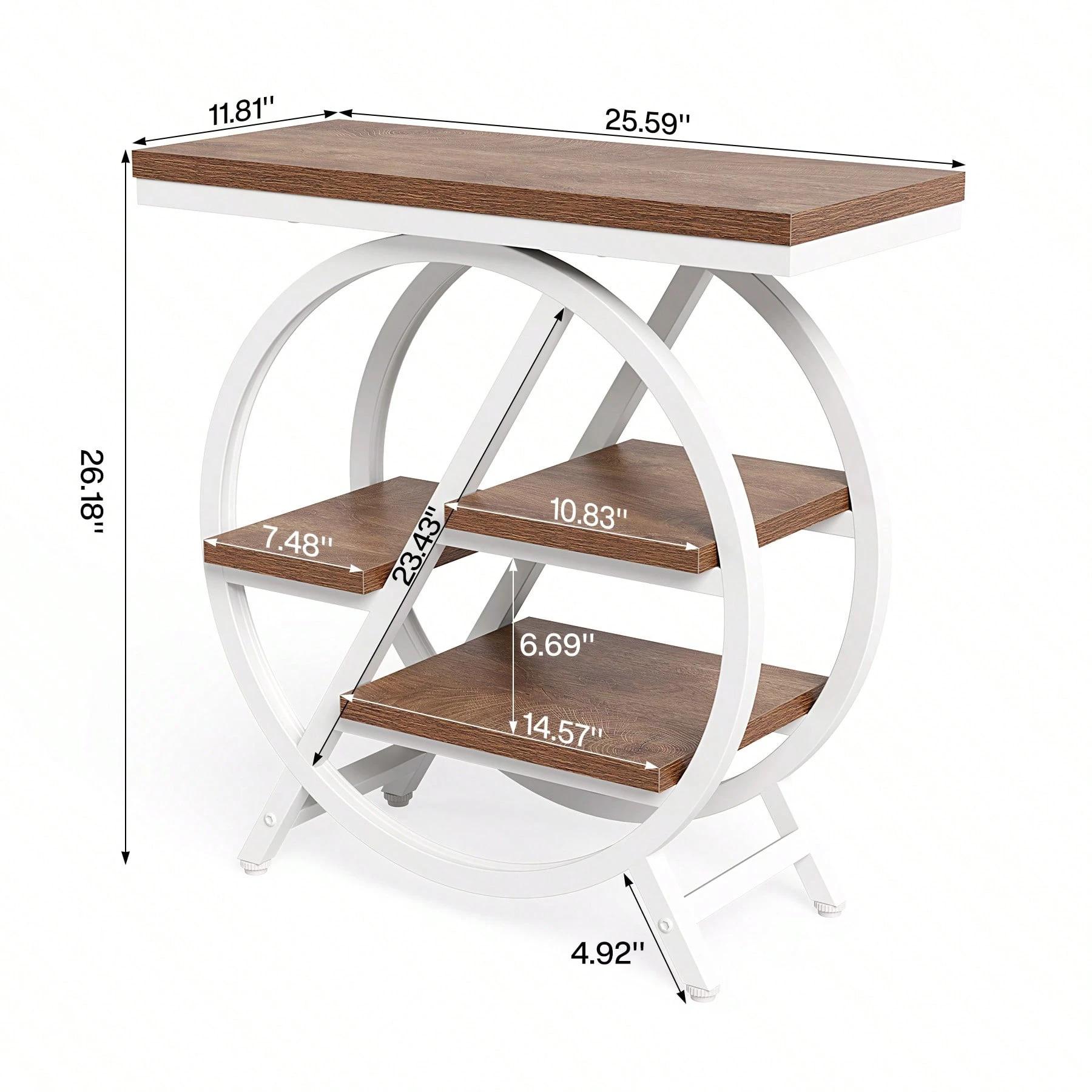 4-Tier End Table for Living Room, Narrow Side Table with Storage, Rustic Brown Wood Sofa Table with Metal Frame, Industrial Nightstand & Bedside Table for Bedroom, Space-Saving Storage Organizer 4-Tier End Table for Living Room, Narrow Side Table with Storage, Rustic Brown Wood Sofa Table with Metal Frame, Industrial Nightstand & Bedside Table for Bedroom, Space-Saving Storage Organizer