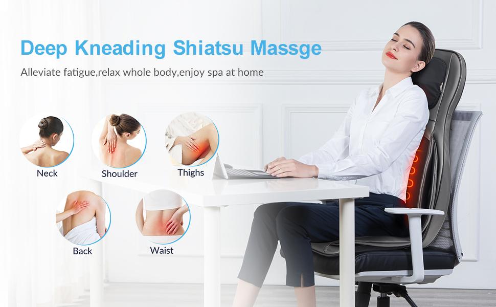 COMFIER Neck and Back Massager with Air Compress and Shiatsu , Adjustable 2D to 3D Kneading Technology for Full Body Relaxation, Back Massager with Heat , Gift for Mom Dad