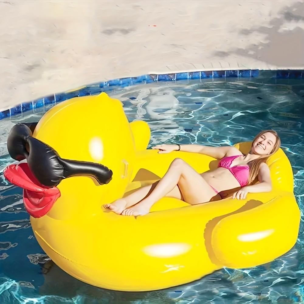 Giant Inflatable Duck Float Bed with Handle, Durable PVC Material, Camping Beach Lounge Chair, Outdoor Summer Water Toy, Party Decoration