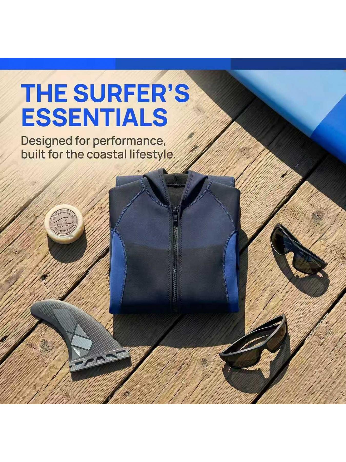 3mm Thickened Warm Wetsuit for Men, One-Piece Hooded Full Suit, Wear-Resistant Diving Suit for Surfing, Snorkeling, Freediving and Jellyfish Protection