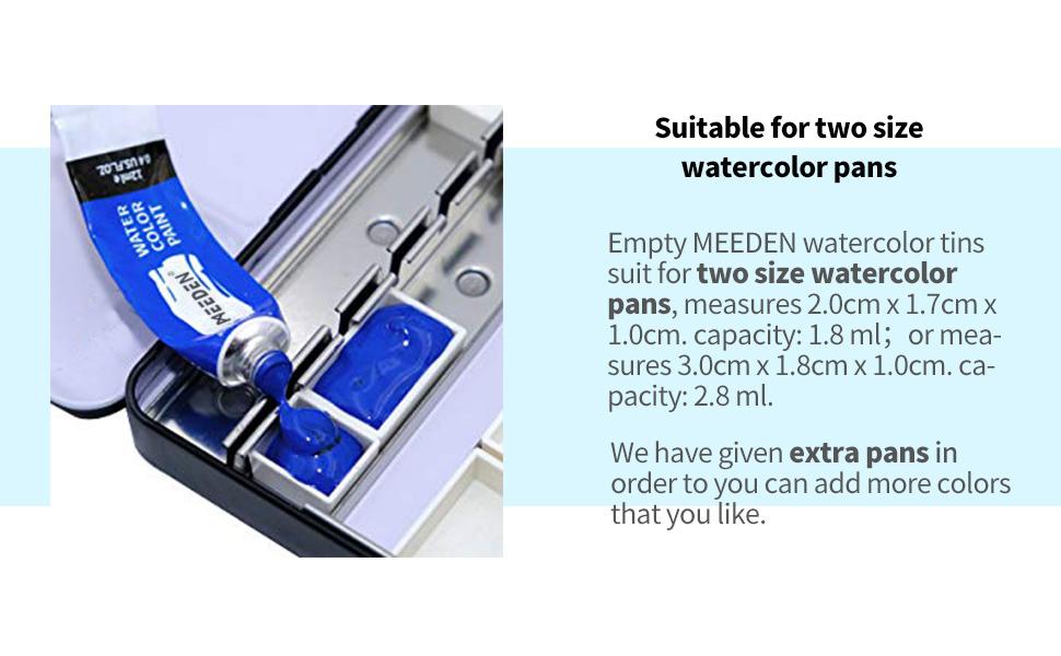 MEEDEN Art Empty Watercolor Paint Palette: Travel Water Color Palette Tin with 12/24 Half Pans - Portable Metal Palette Tin Box (Black), Gift Artist Supplies Mixing MEEDEN Art Empty Watercolor Paint Palette: Travel Water Color Palette Tin with 12/24 Half Pans - Portable Metal Palette Tin Box (Black), Gift Artist Supplies Mixing