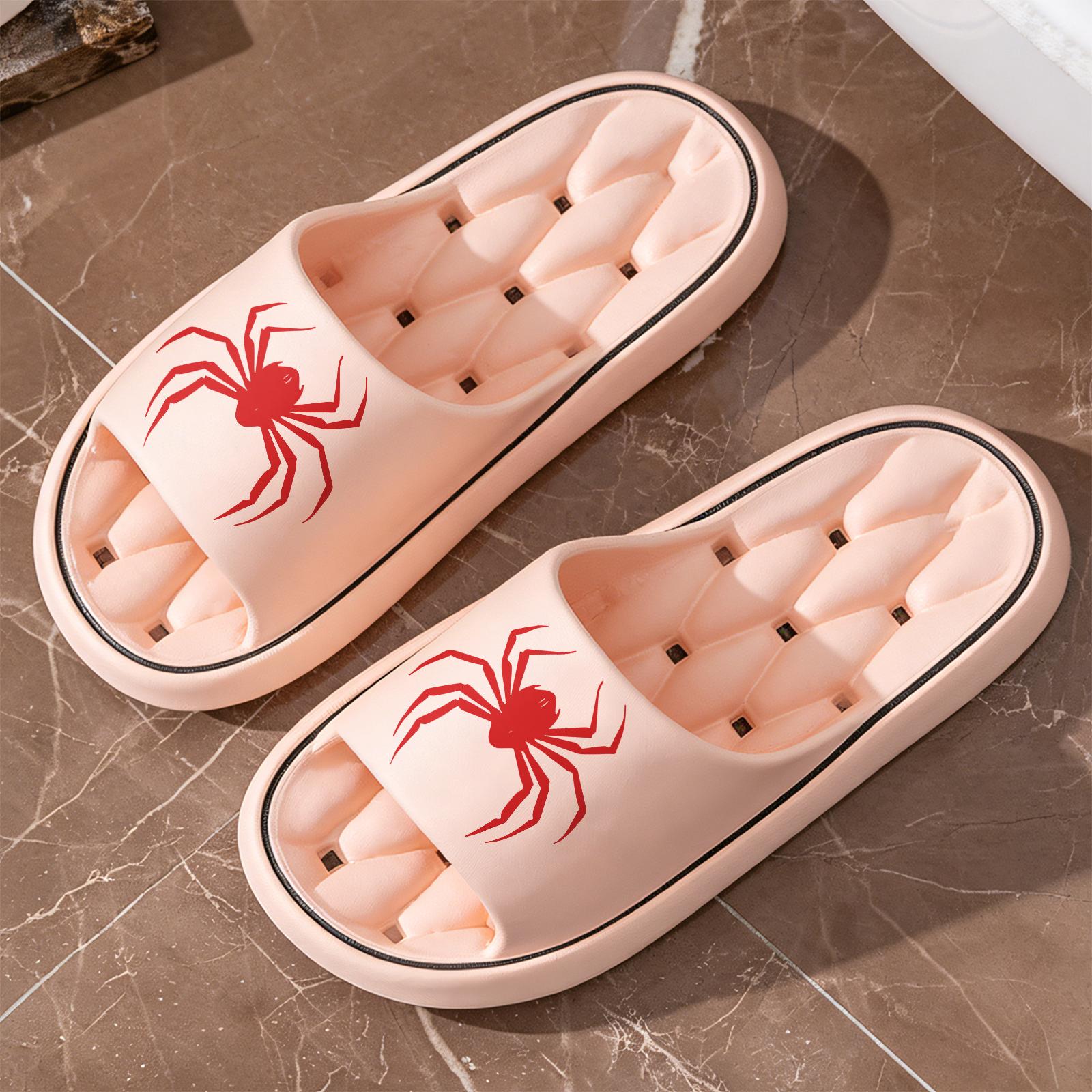 Halloween Spider Pattern Slippers for Men Women Comfortable Indoor Non Slip Home Shoes Soft Sole Warm Winter Footwear Casual Daily Use