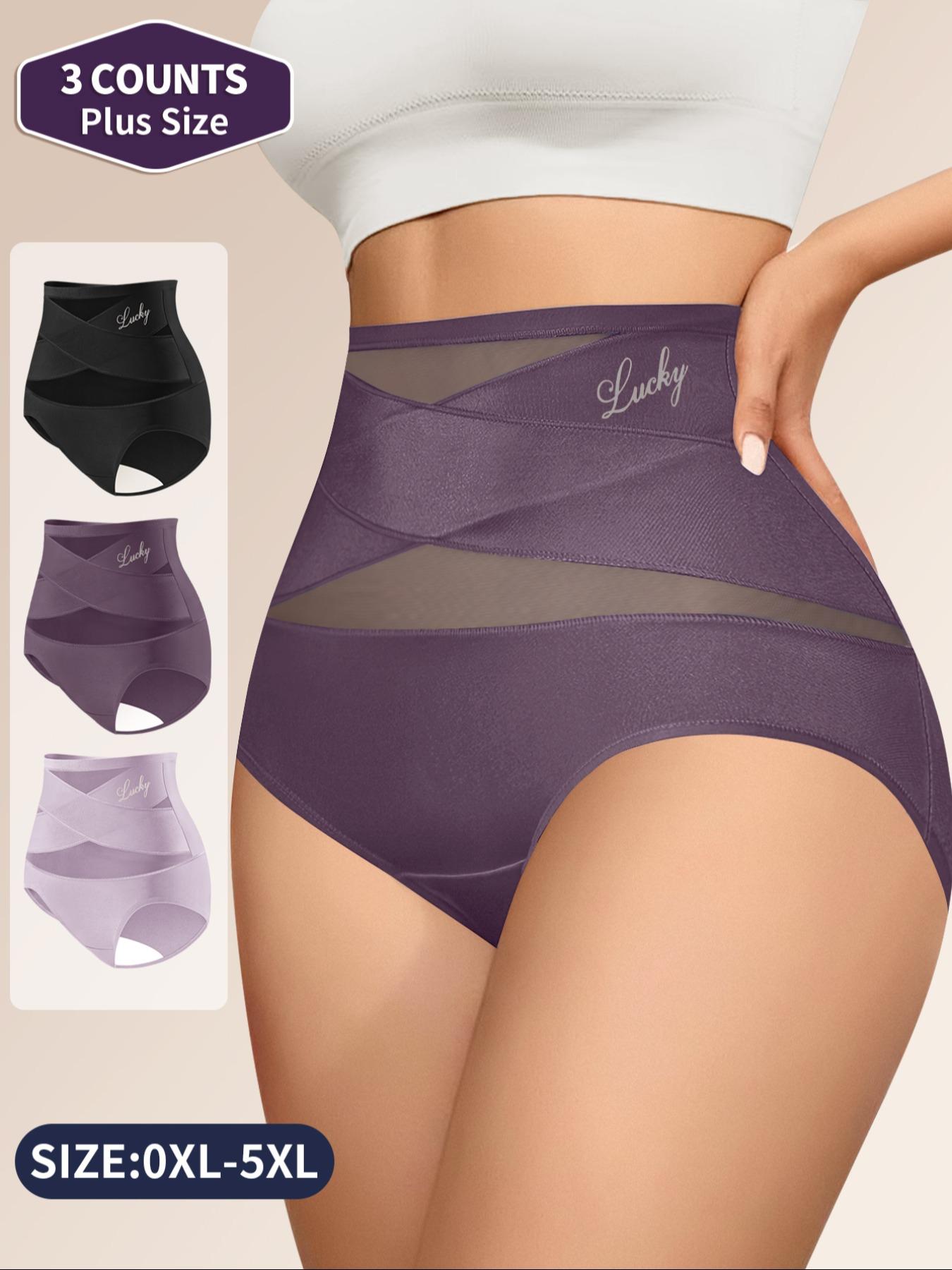 【Plus Size】 Letter Print High Waist Brief, Breathable Comfortable Panty for Daily Wear, Women's Underwear for All Seasons