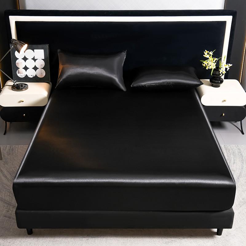 Satin Dustproof Mattress Protector & Sheet Set, Silky Fitted Sheet, 2/3pcs Silk-Like Bedding, Machine Washable & Skin-Friendly, For Home, Dorm, Hotel Use, Multiple Sizes Available