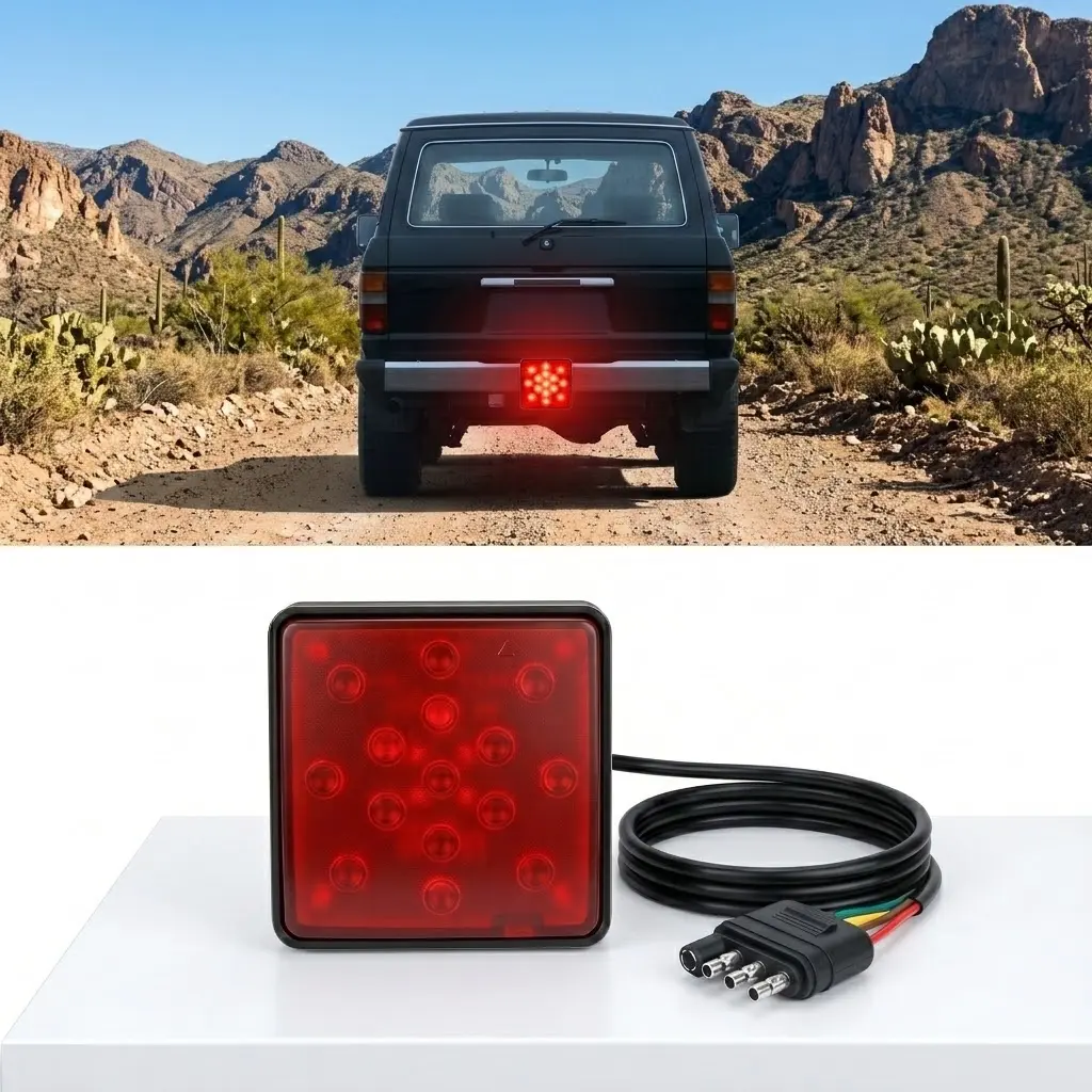 Tow Hitch Receiver Strobe Brake Light With Red Lens 15 LED Lights 2-Inch Hole Shock-Resistant Trailer Lighting For Truck SUV Truck Accessories Christmas Gift