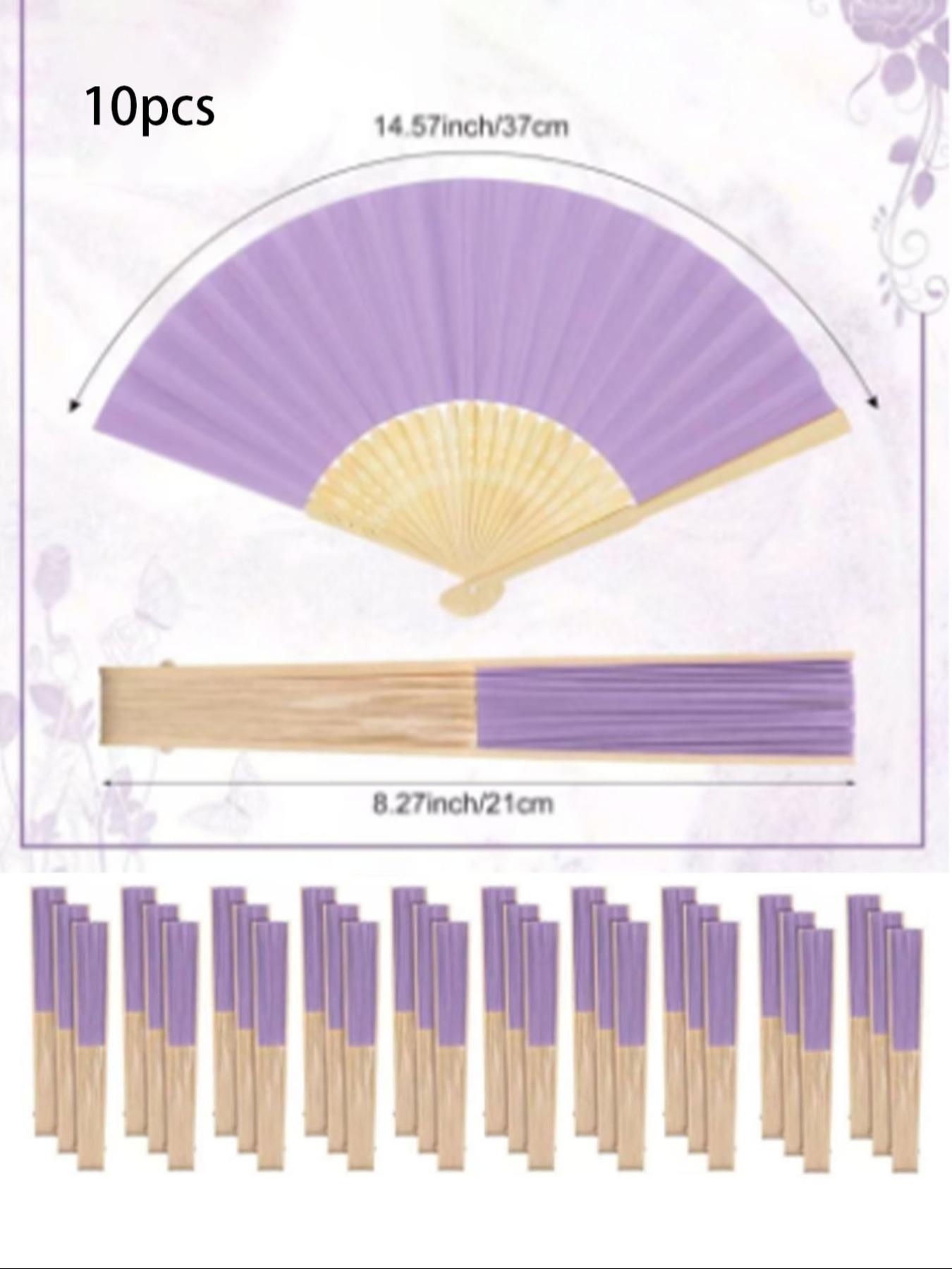 10pcs Paper Fans, Bamboo Folding Fans, Handheld Wedding Fans, Ideal for Brides, Proms, Gifts, Church, Home, Office Decor, DIY