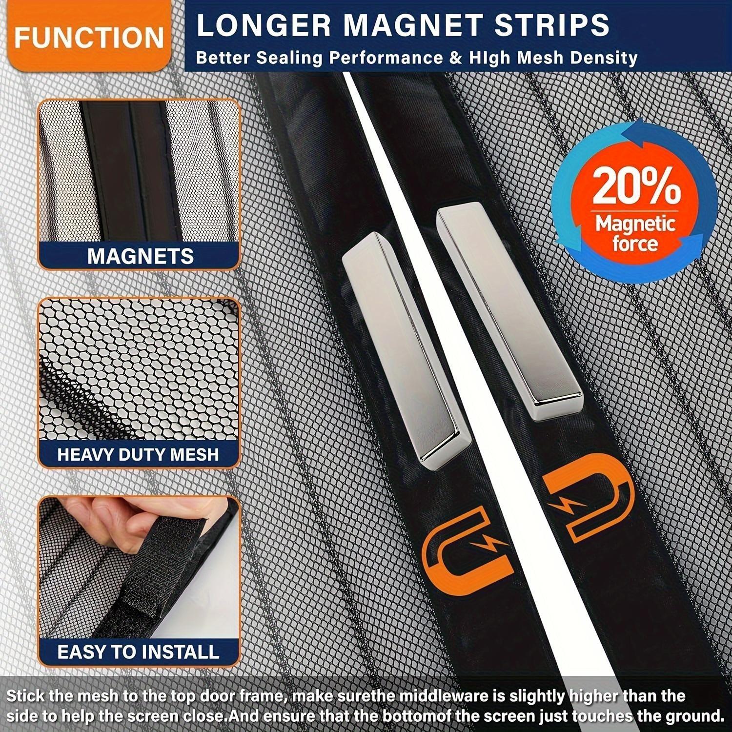 Self-Sealing Heavy-Duty Mesh Partition, Screen Door, Hands-Free Design, Bug-Proof , Pet & Kid Friendly, Available in Two Sizes