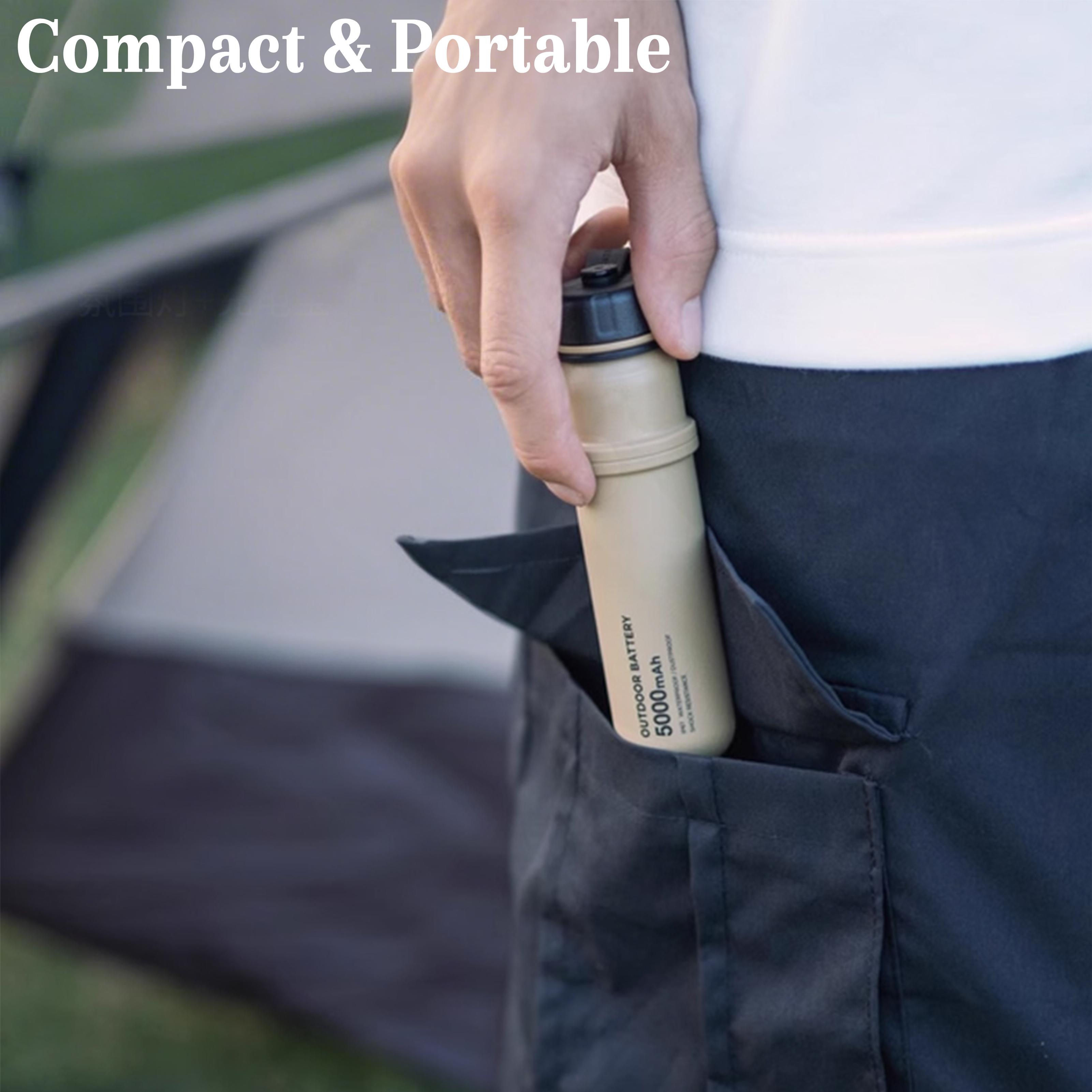 Camping Light with Mini Tripod, USB Rechargeable LED Lantern & Power Bank, Stepless Dimming, 5000mAh Battery，Fast Phone Charging, Camping Lantern for Hiking, Fishing, Emergency Outdoor Use