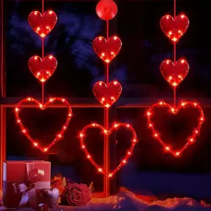 Valentine's Day Heart Curtain Lamp Suction Cup Light Led Party Light Proposal Party Decoration Wedding Room Hanging Ornament Atmosphere Lamp