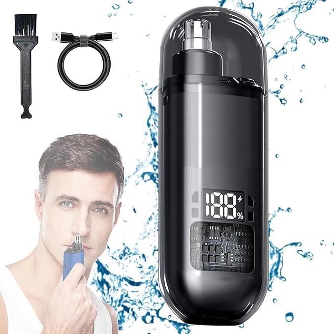 Nose Hair Trimmer for Men Women Rechargeable Painless Eyebrow Facial Hair Shaver LED Display Waterproof Dual Edge Blades Clipper Compact Portable IPX7 Safe Distance Trimming Nose Hair Trimmer for Men Women Rechargeable Painless Eyebrow Facial Hair Shaver LED Display Waterproof Dual Edge Blades Clipper Compact Portable IPX7 Safe Distance Trimming