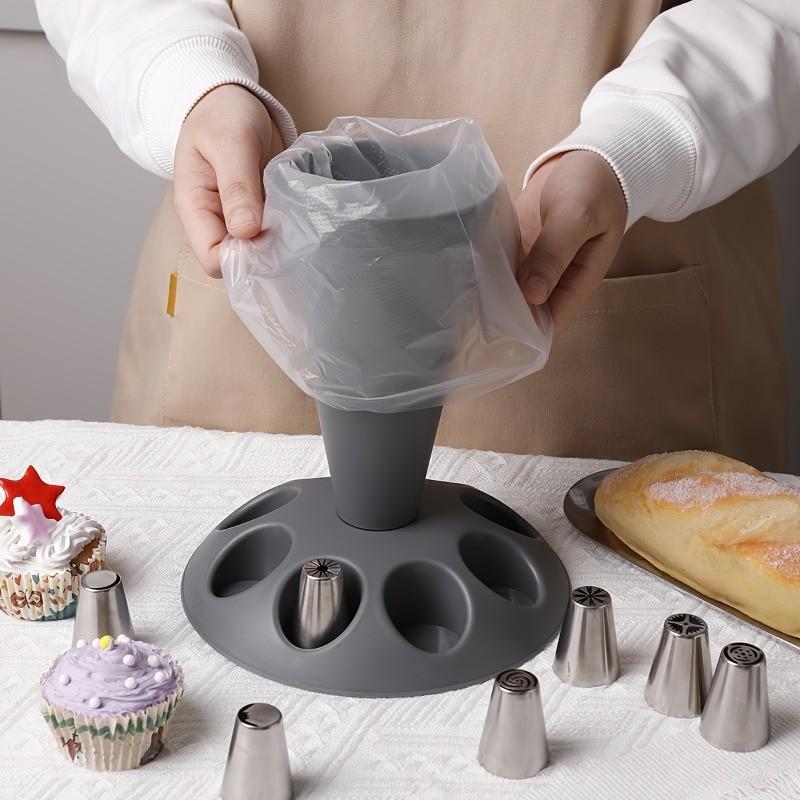 18-Piece Multi-Head Icing Bag Stand Set, Cake Decorating Kit, Convenient Frosting Piping Bag Holder, Includes Various Nozzle Shapes, Ideal for Professional & Home Baking