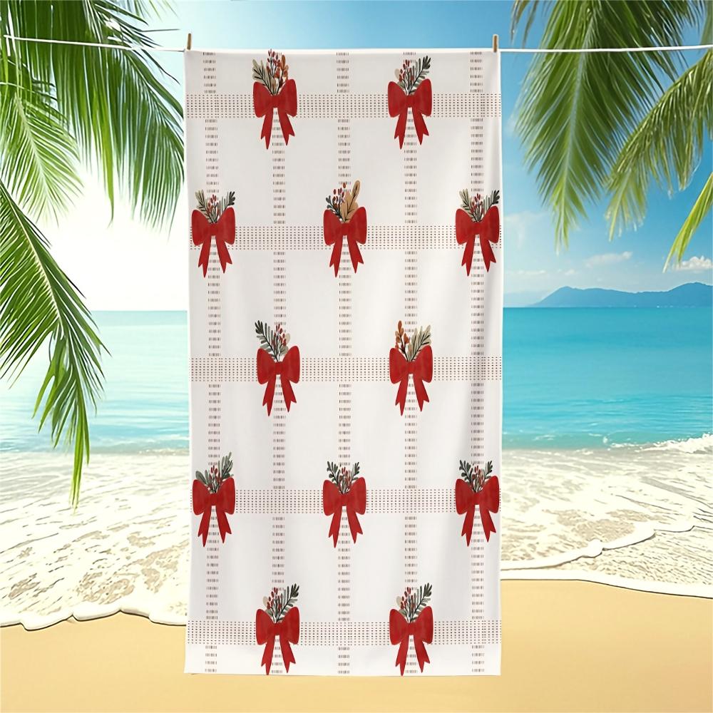 Bow Series Cute Romantic Sweet Sand Free Beach Towel, for Beach, SPA, Hot Spring, Pool, Picnic, Camping, Gym and Yoga, Absorbent, Fast Drying, Lightweight and Portable, Housewarming Birthday Valentine's Day Christmas Gift