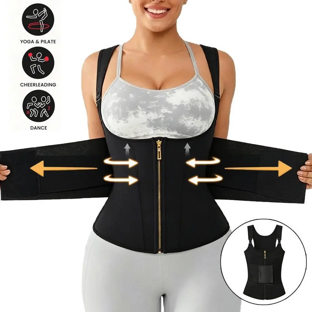 Women's Compression Waist Trainer Vest, Tummy Control Shapewear with Zipper & Hooks for Postpartum Workout & Everyday Style Womenswear Belt