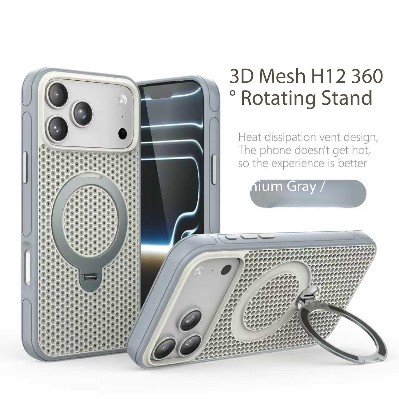 High quality breathable ice like honey shaped heat dissipation 360 degree rotating metal bracket magnetic suction shock-absorbing phone suitable for iPhone 17 16 15 14 13 12 11 Pro Max Plus Air independent metal buttons compatible with MagSafe wireless ch