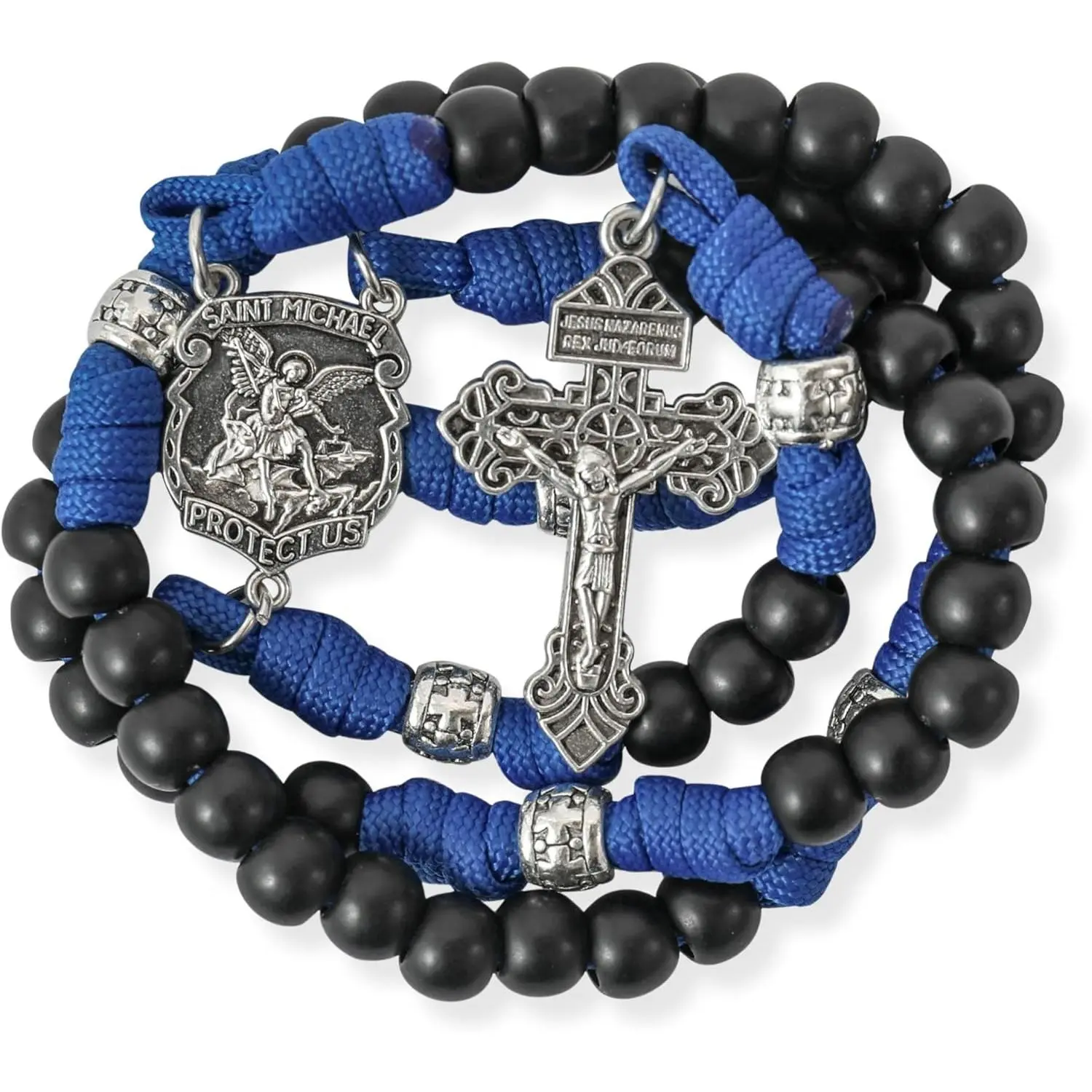 Nazareth Store St Michael Paracord Rosary Beads Rugged Rosary Necklace Strong Corded Catholic Pardon Crucifix