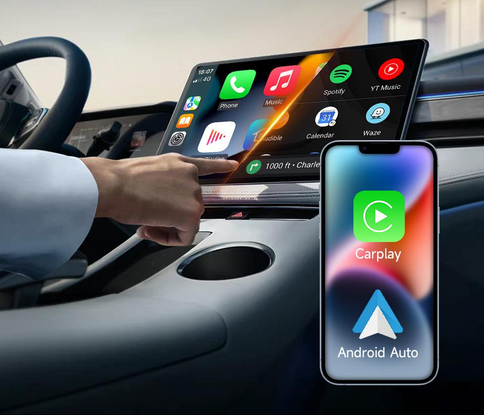 Wireless CarPlay & Android Auto Adapter - 4GB RAM Smart Dongle with USB-Type-C, Plug-and-Play, App Access, Pearl Nickel Finish for Universal Fit Vehicles, Daily Commute Use