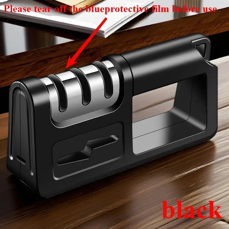 4-in-1 Knife Sharpener with Diamond Sharpening Stone – Multi-Use Kitchenware Tool for Sharpening Knives, 7.48 Inches Long, Ergonomic Handle & Adjustable Angle Slots for Precision Sharpening