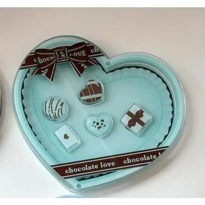 Chocolate Love Acrylic Badge & Stand Display Brick, Cute Sweet Pastel, for Anime Kpop Merch Shooting Decor Table Ornament Layout