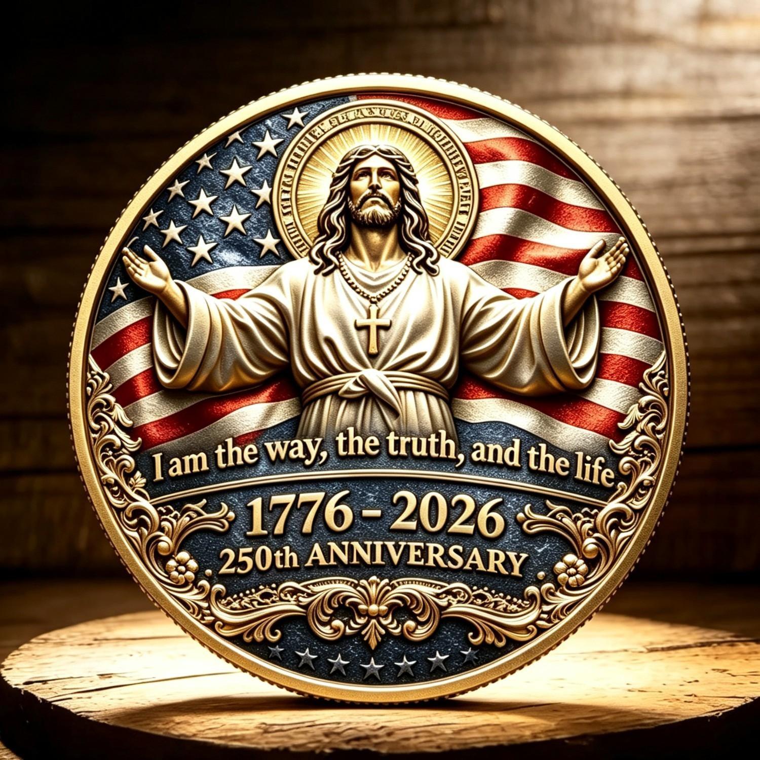 250th Anniversary Commemorative 2D Coin, Special Edition Collectible Currency, Ideal Gift for Numismatics Enthusiasts, Unique Historical Artifact