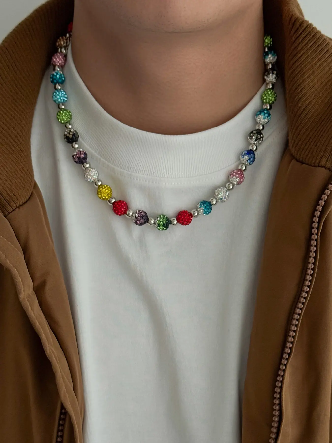 Vintage Bohemian Style Colorful Crystal Pendant Necklace, Luxury Men's Jewelry, Couple Accessory, Daily Wear, Holiday Gift