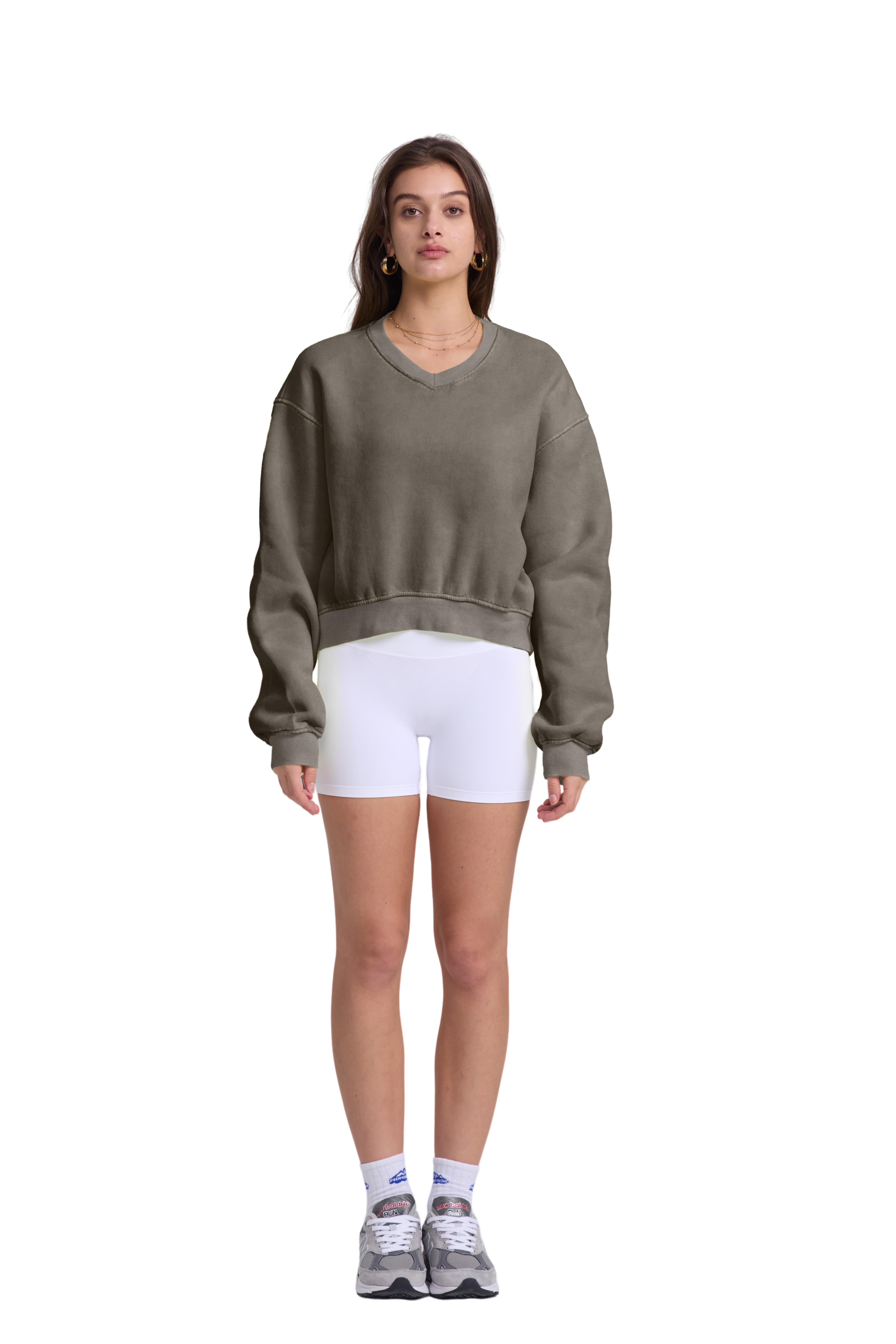 Hatant V-Neck Hoodies Ultimate Comfort Womenswear Causal  Hoodies with Acid Wash V-Neck Pullover Shirt Y2K Inspired Athletic Design Long Sleeve Tops in Soft Fabric for Gifts Spring Statements