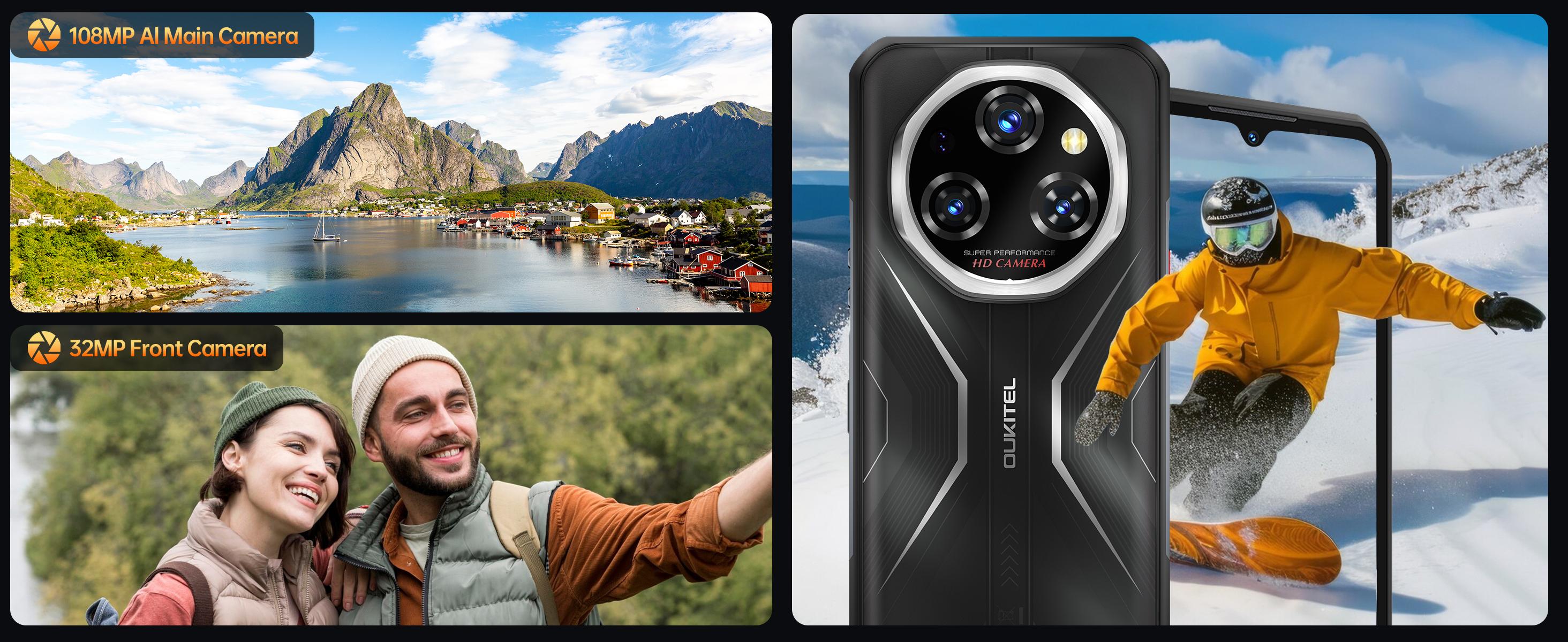 OUKITEL WP55 Pro 5G Rugged Smartphone Unlocked - 48GB+512GB/2TB Android 15 Rugged Cellphones, 6.6''FHD+Display 108MP Rear Camera 11000mAh(33w) Battery Waterproof Phone, IP68/IP69K/NFC/GPS/T-Mobile