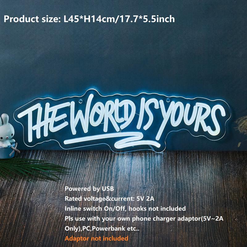 "The World Is Yours" Neon Sign, USB-Powered Light for Party and Room Decor, Unique Wall Art Lamp, Gift for Halloween, Christmas and Birthdays #TOP PICKS