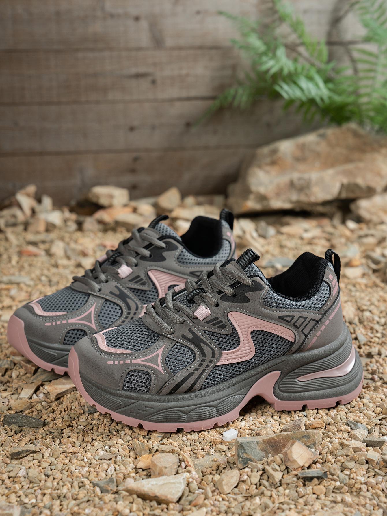 New Women's Chunky Sole Sports Shoes, Casual Dad Sneakers, Lace Up Sneakers, Athletic Shoes, Women's Fashionable Comfortable Breathable Shoes for All Seasons