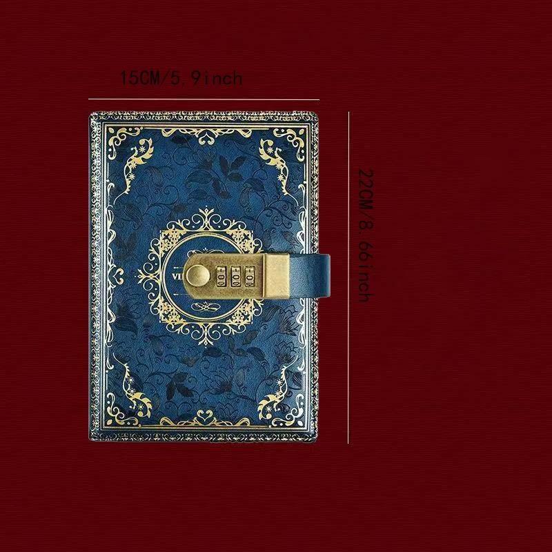 Vintage European Embossed Gold Foil Password Notebook, Luxurious Texture, Practical Functionality, Diary Journal Private Notebook, 100 Sheets