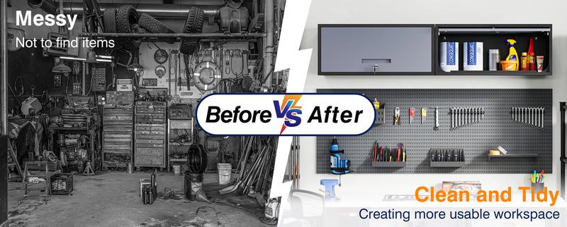 Letaya Metal Garage Wall Cabinet with Doors, Wall Mounted Metal Storage Cabinet, Floating Garage Tool Cabinet for Garage, Basement, Kitchen, Warehouse ( 13.7" H)