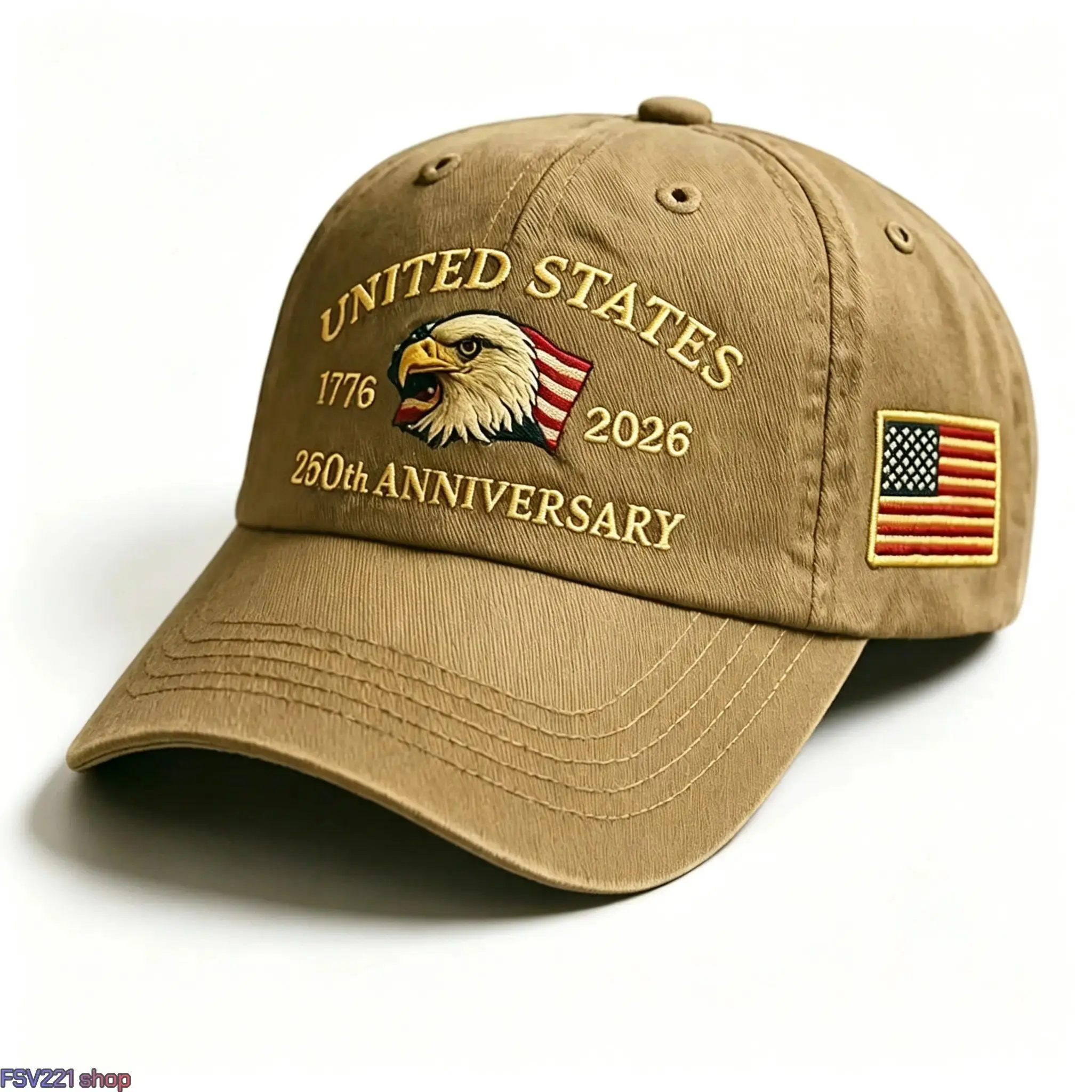 2026 New Arrival Unisex U.S. 250th Cap - 3D Heat-Transfer Logo, 1776-2026 Anniversary Commemorative, Adjustable Strap, Eagle Flag Print, Americana Stars, Casual Wear Sun Protective Baseball Hat