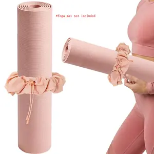 Adjustable Yoga Mat Scrunchie, 2-in-1 Mat Strap and Hair Tie, Fits All Standard & Extra Thick Yoga Mats