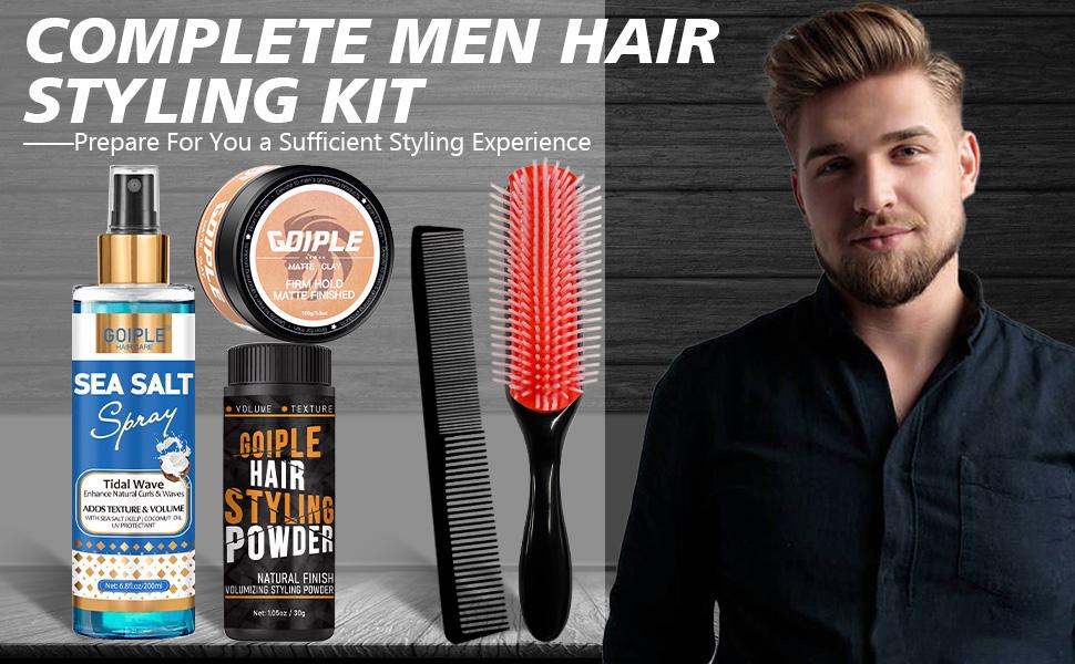 Men’s Hair Styling Set - 5 Count Powder, Sea Salt Spray, Clay,and Styling Brush for Natural Hold and Textured Styles Beard Care Kit Beard Grooming Kit Men’s Hair Styling Set - 5 Count Powder, Sea Salt Spray, Clay,and Styling Brush for Natural Hold and Textured Styles Beard Care Kit Beard Grooming Kit