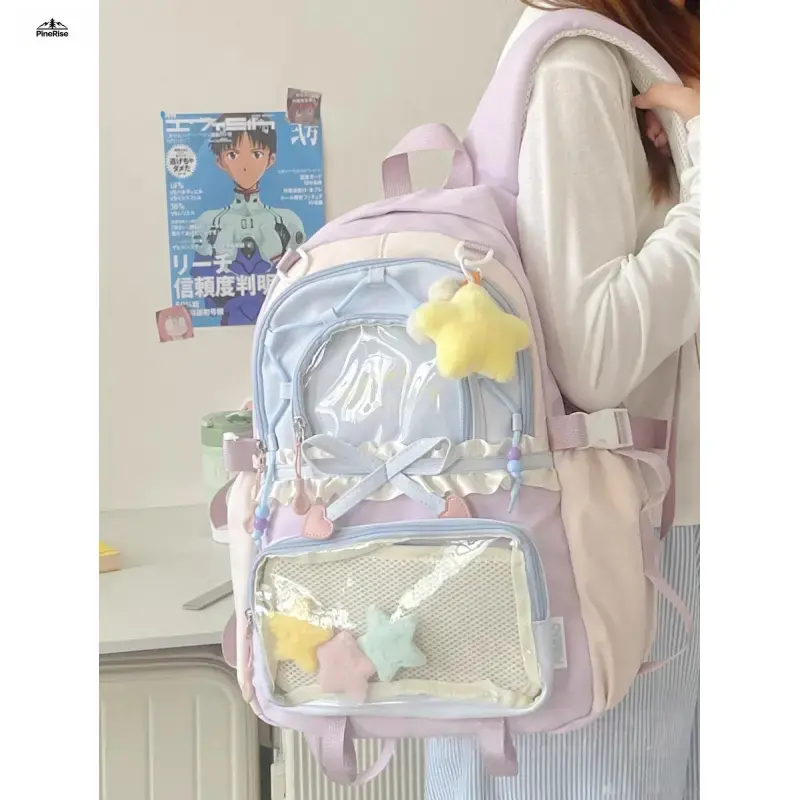 2026 New Korean Ins Style Girls Large Capacity Backpack Multi Zip Soft School Bag For Elementary Junior High Students Daily Cosplay Outdoor Holiday Gift