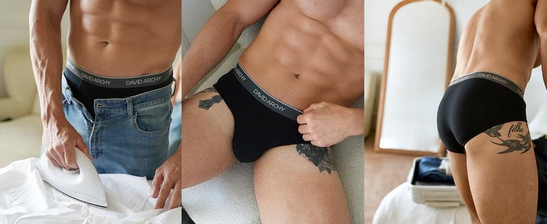 David Archy Men's Underwear Bamboo Rayon Briefs Super Soft Comfort Cooling Pouch Briefs Pack for Boyfriend FathersDayGift Breathable Cotton Menswear